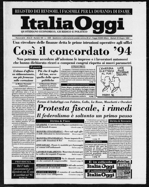 Italia oggi : quotidiano di economia finanza e politica